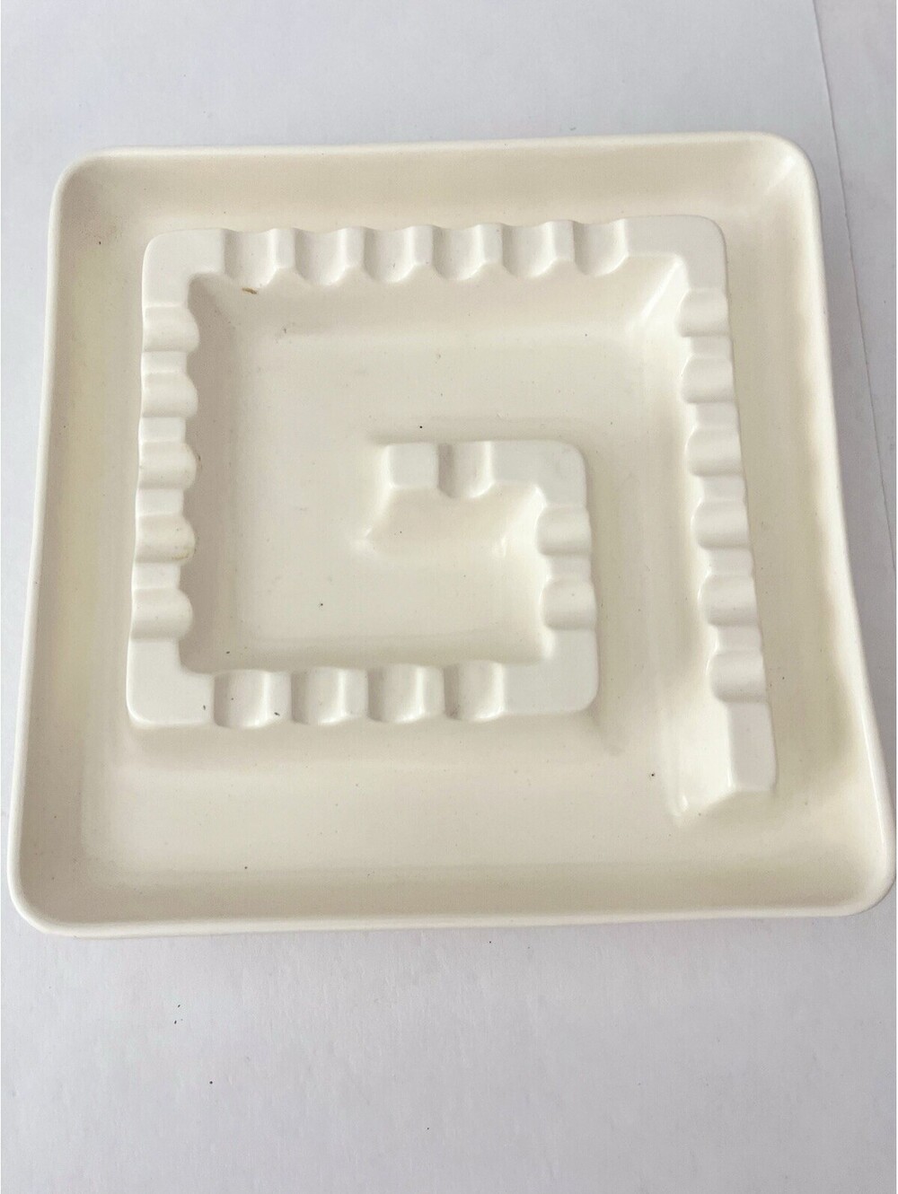 Vintage Royal Haeger Ashtray 10” Mid Century Modern Ceramic White Square Decor